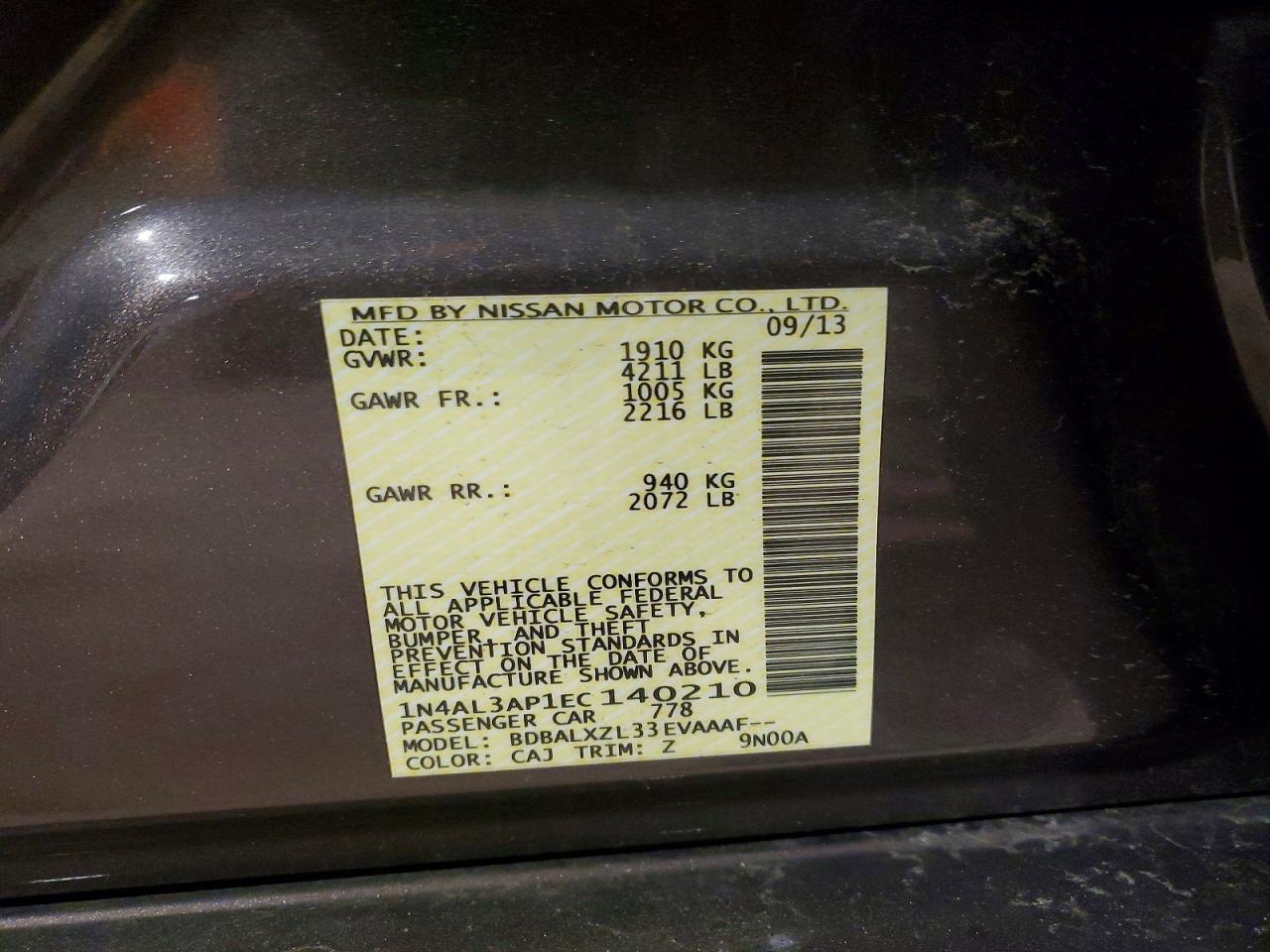 2014 NISSAN ALTIMA 2.5 photo 13