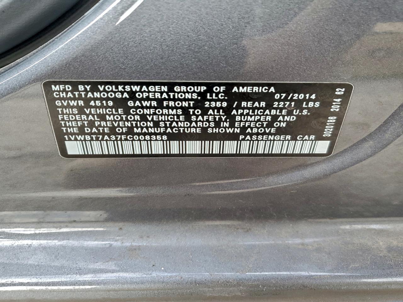 2015 VOLKSWAGEN PASSAT SE photo 12