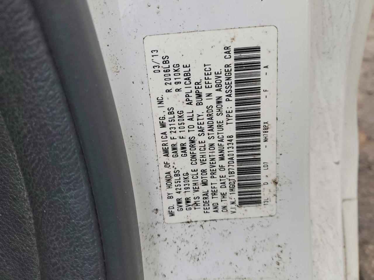 2013 HONDA ACCORD EX photo 23