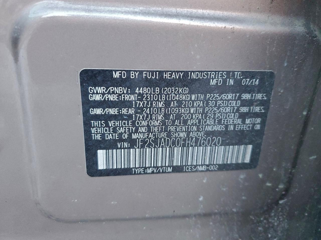 2015 SUBARU FORESTER 2.5I PREMIUM photo 13