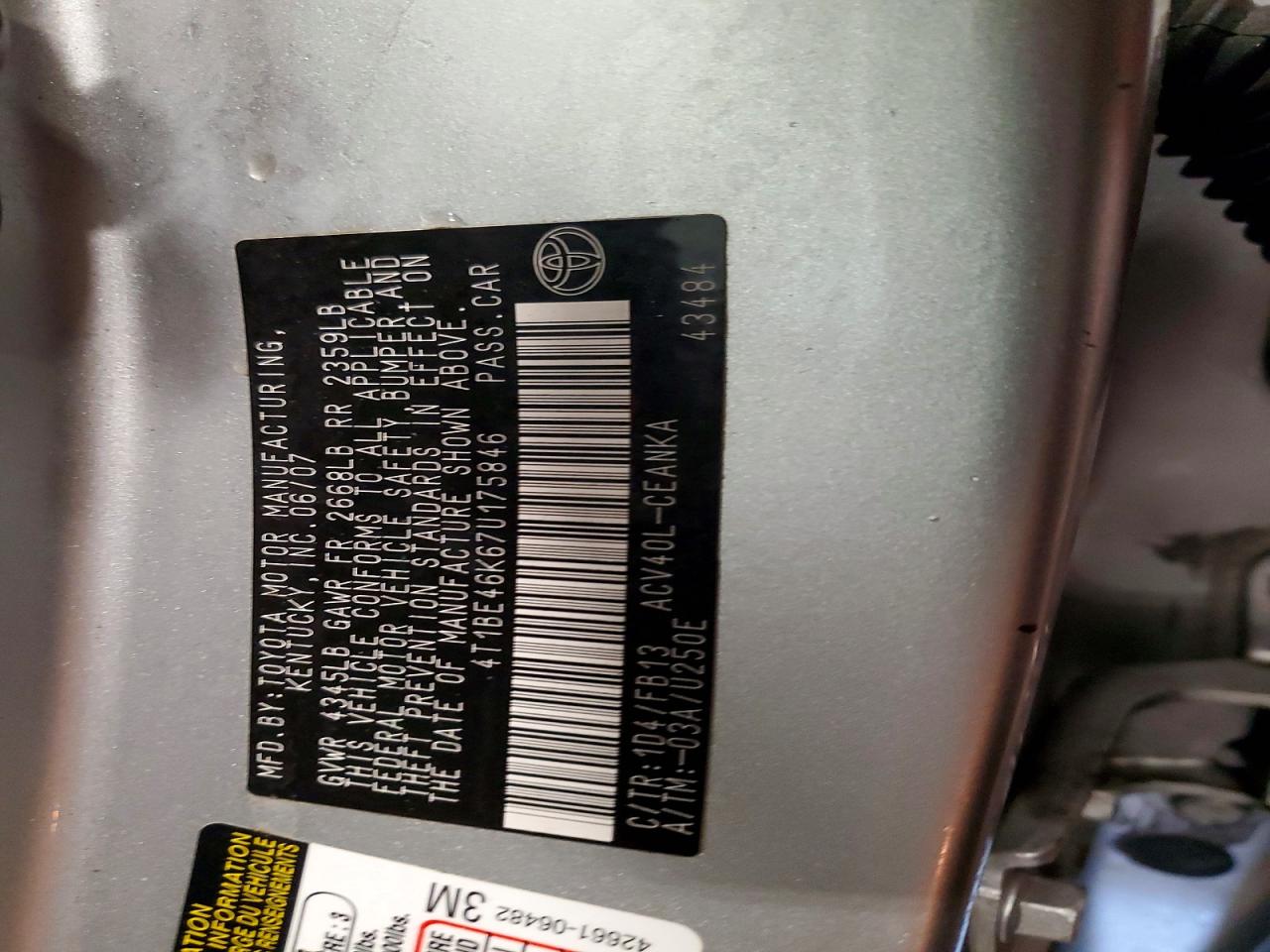 2007 TOYOTA CAMRY CE photo 23