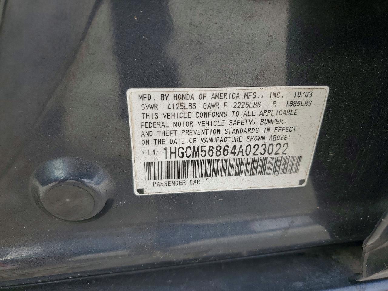 2004 HONDA ACCORD EX photo 13