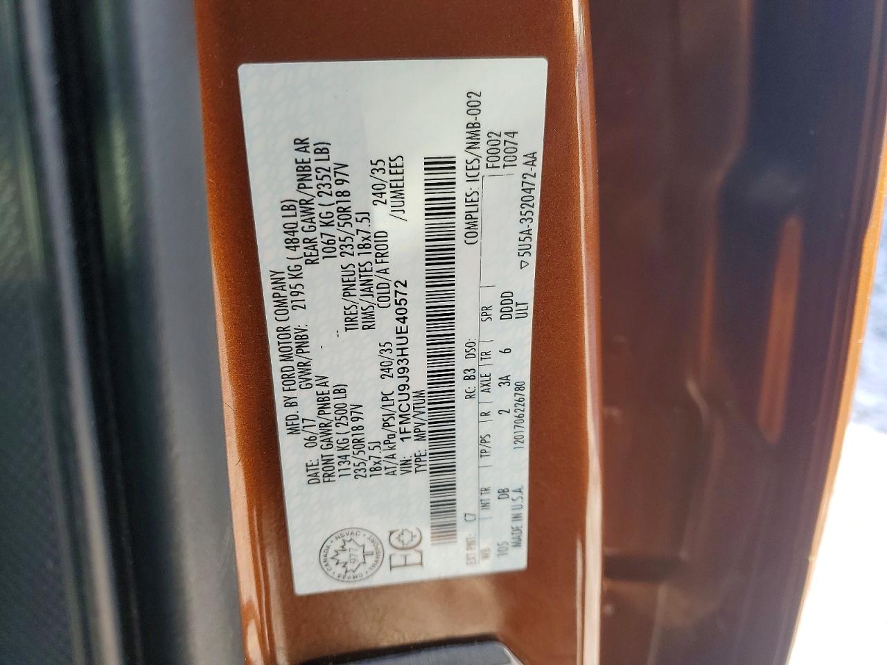 2017 FORD ESCAPE TITANIUM photo 13