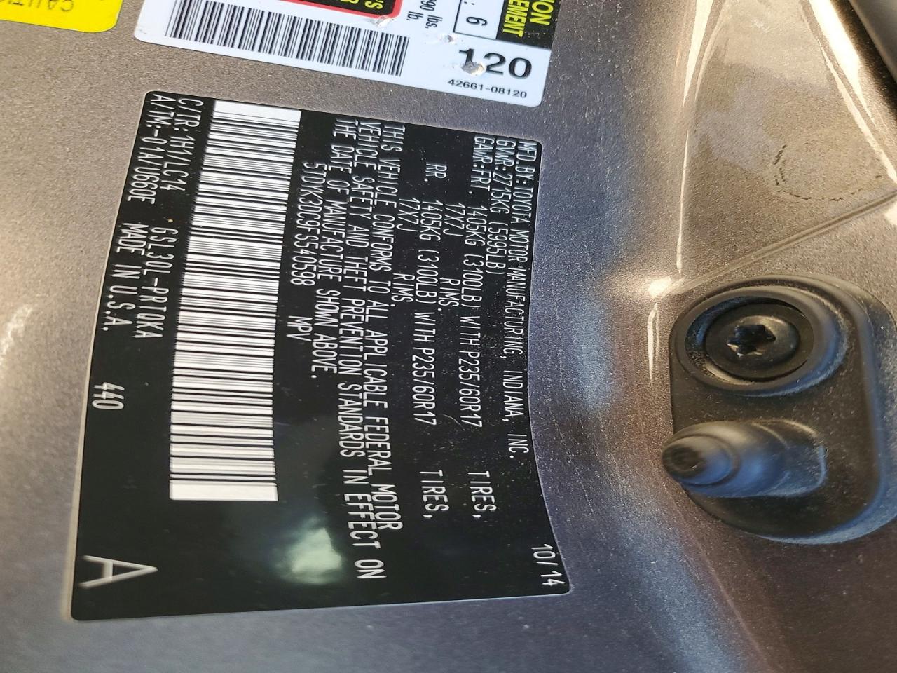 2015 TOYOTA SIENNA XLE photo 13