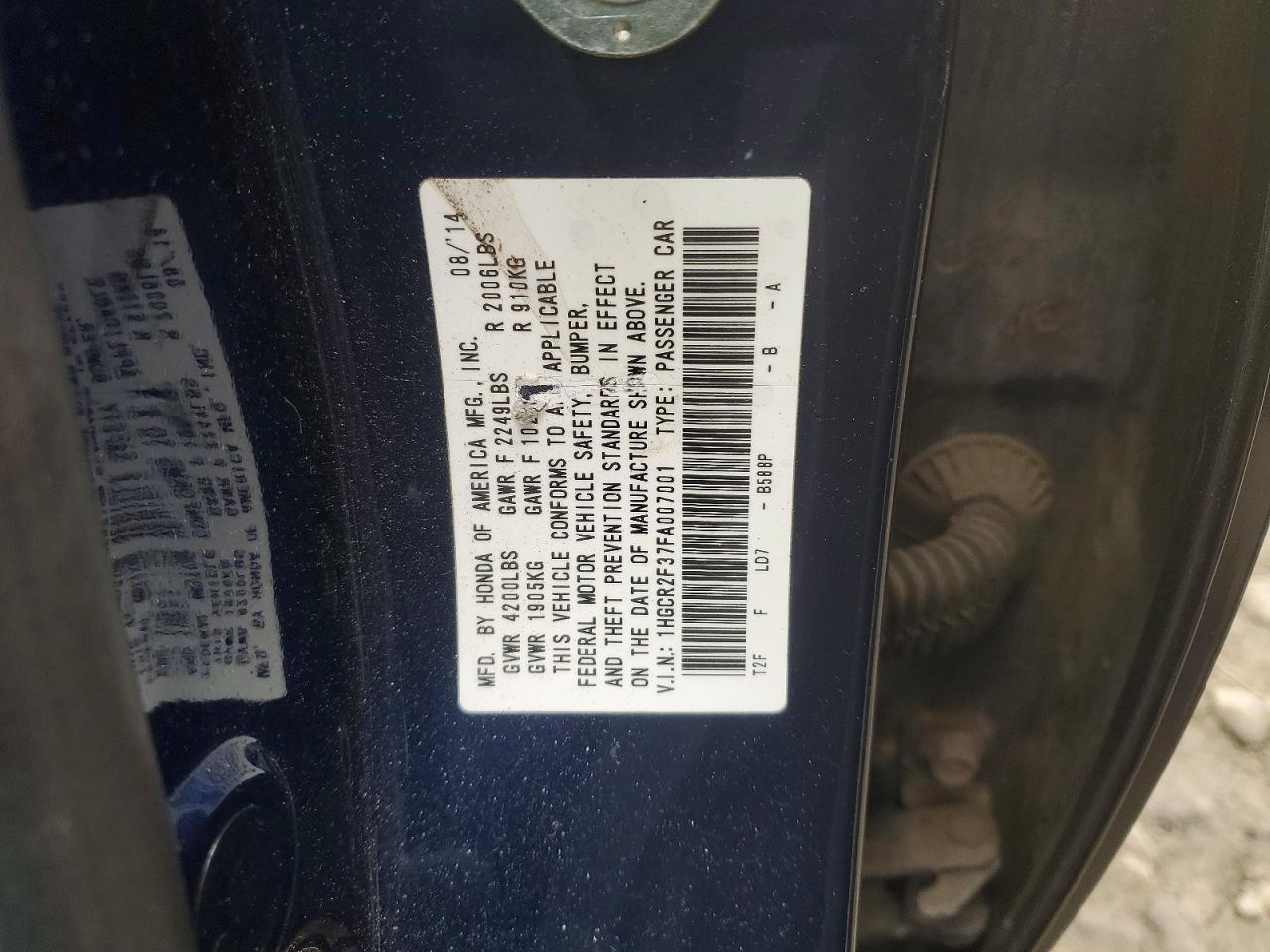 2015 HONDA ACCORD LX photo 12
