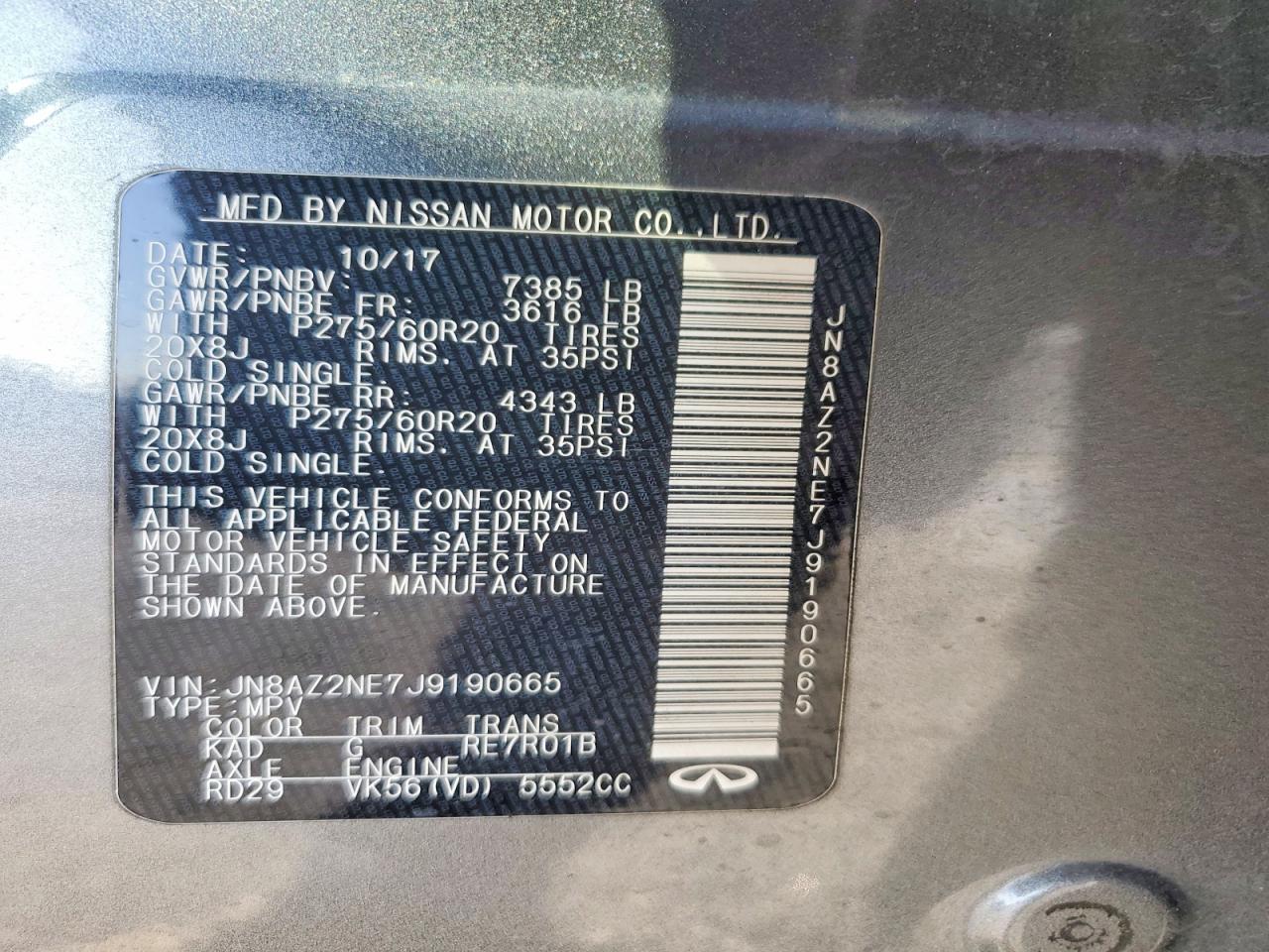 2018 INFINITI QX80 BASE photo 25