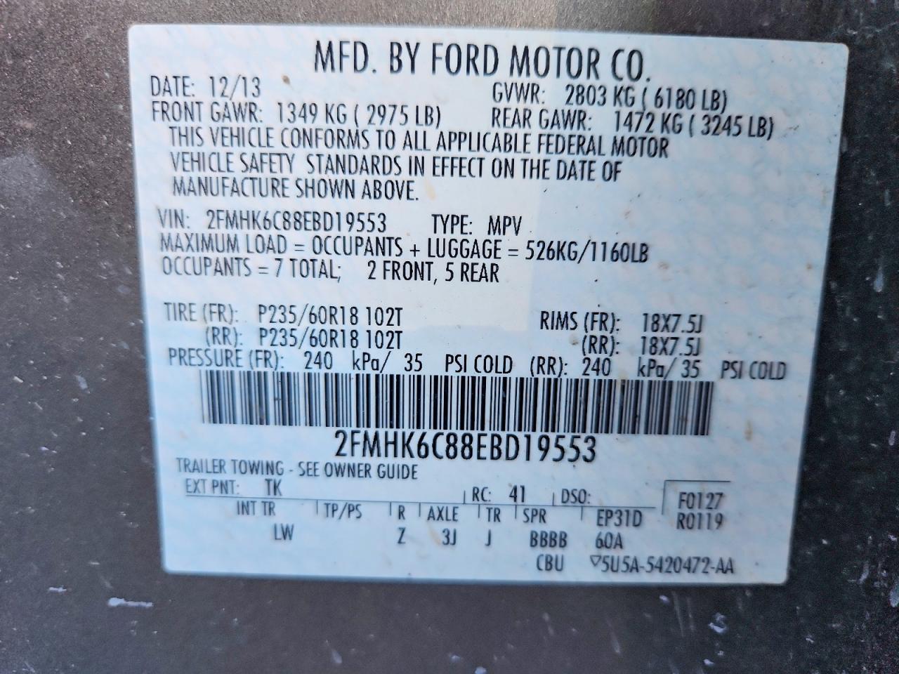 2014 FORD FLEX SEL photo 13