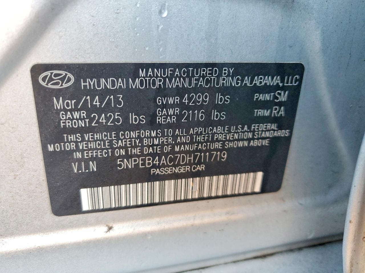 2013 HYUNDAI SONATA GLS photo 12