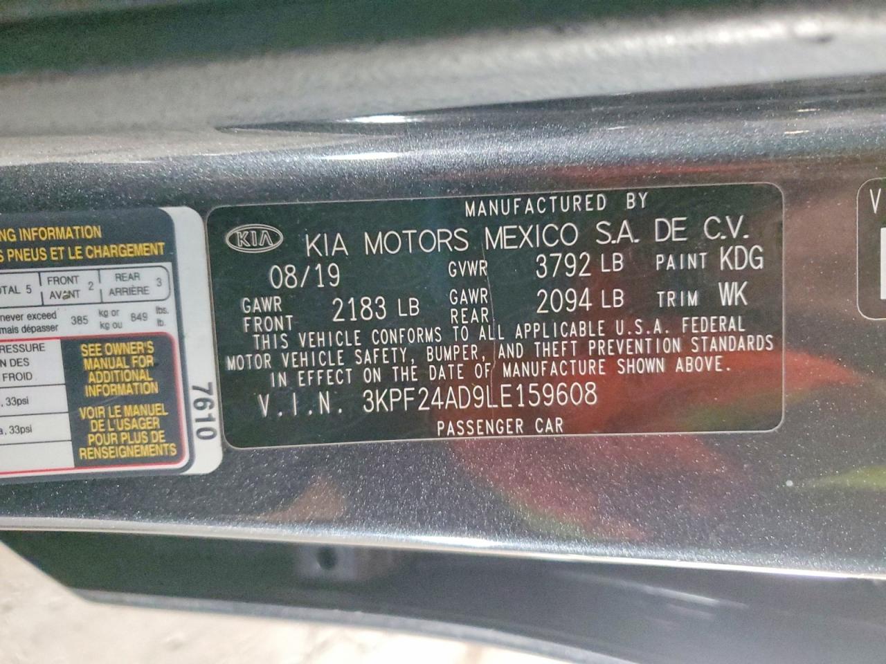 2020 KIA FORTE FE photo 12