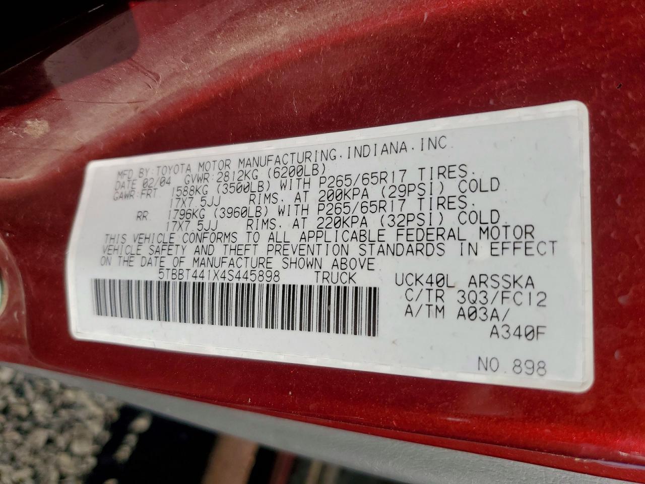 2004 TOYOTA TUNDRA ACCESS CAB SR5 photo 12
