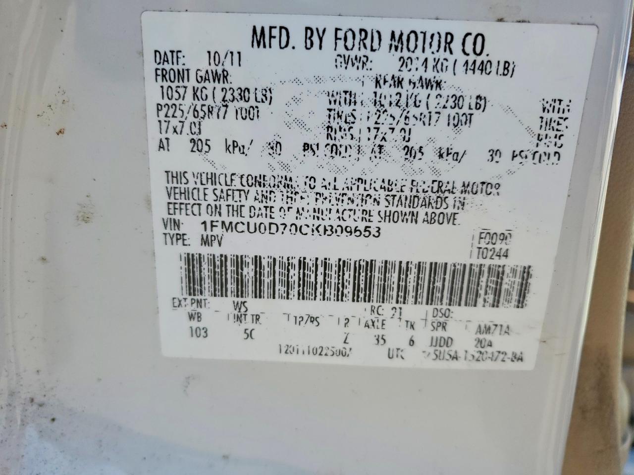 2012 FORD ESCAPE XLT photo 13