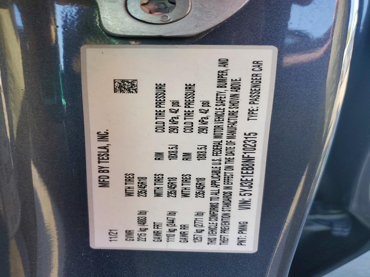 2022 TESLA MODEL 3 photo 23