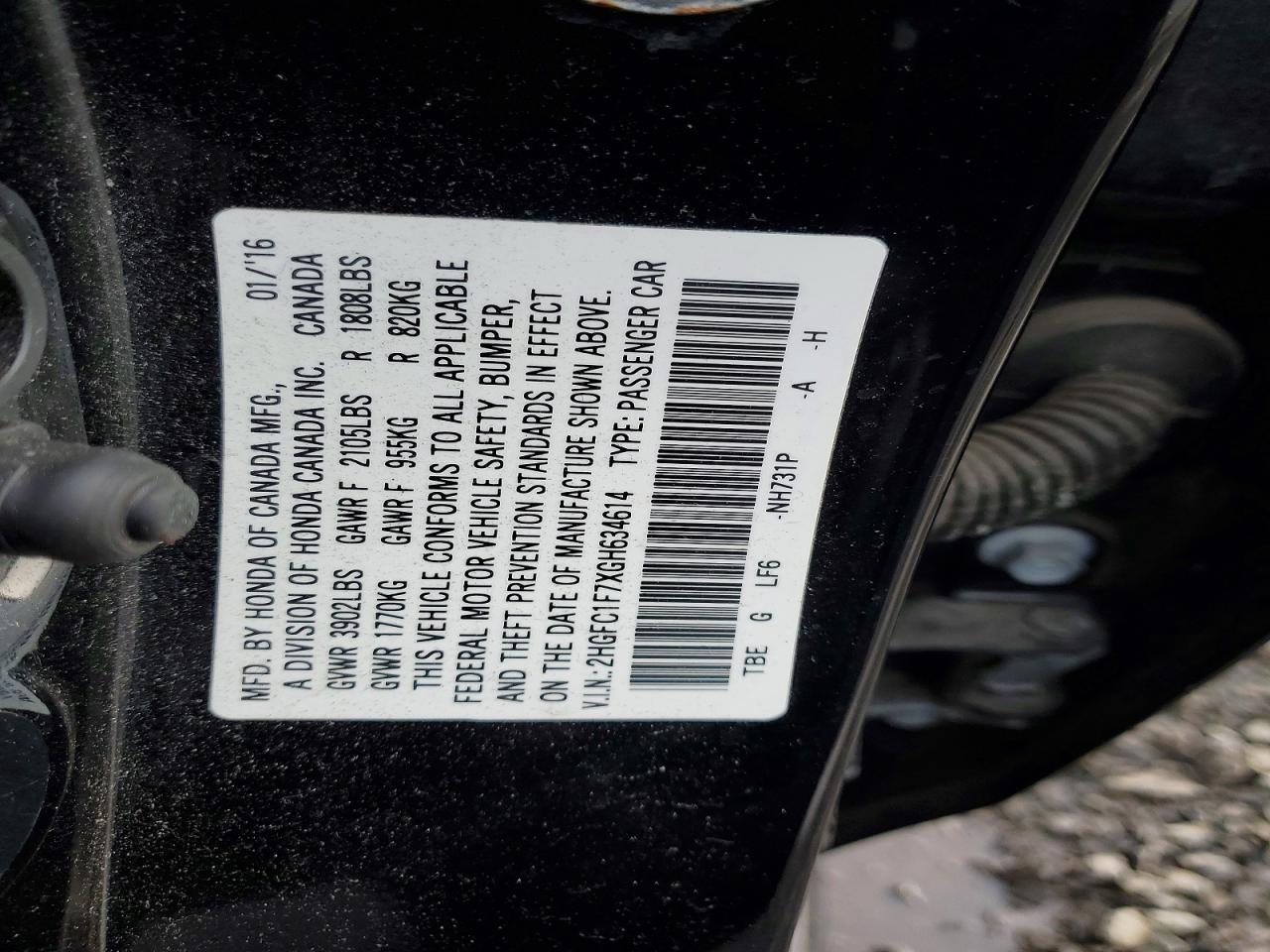 2016 HONDA CIVIC EXL photo 12