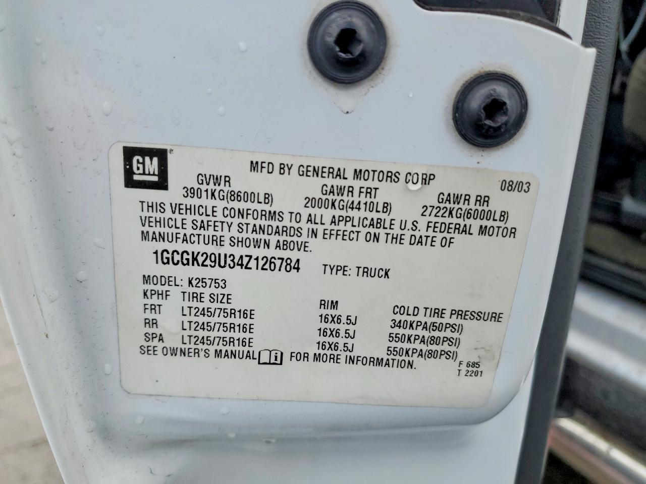 2004 CHEVROLET SILVERADO K2500 photo 12