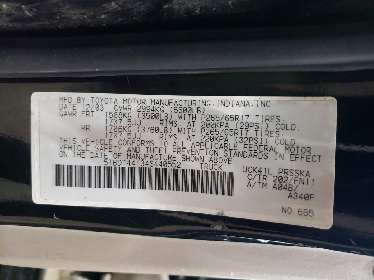 2004 TOYOTA TUNDRA DOUBLE CAB SR5 photo 12