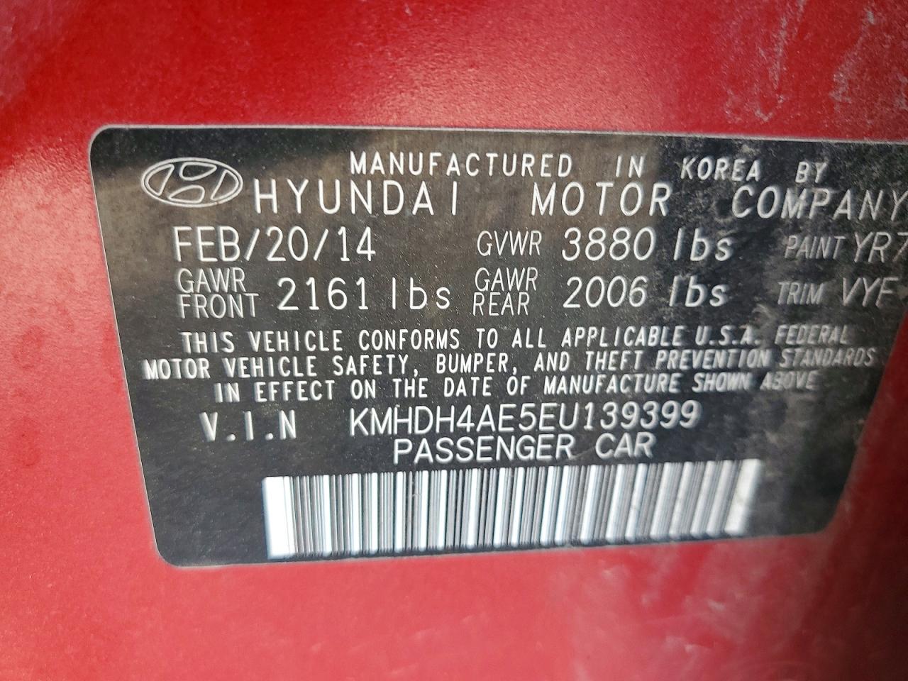 2014 HYUNDAI ELANTRA SE photo 12
