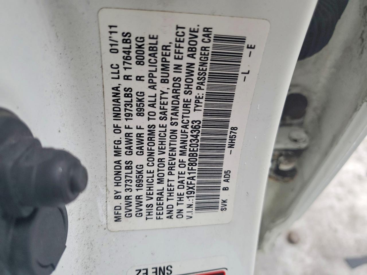 2011 HONDA CIVIC EX photo 12