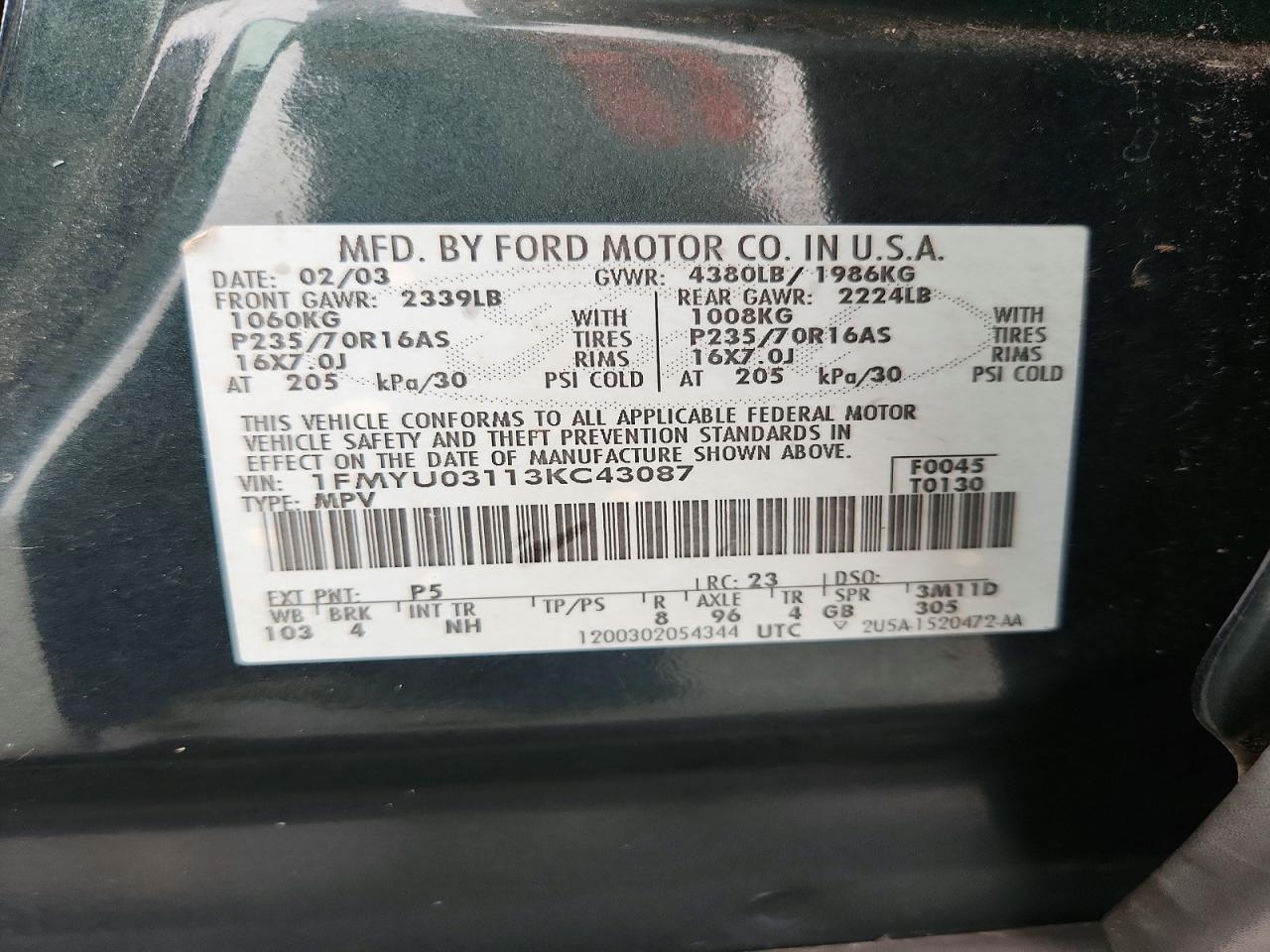 2003 FORD ESCAPE XLT photo 13