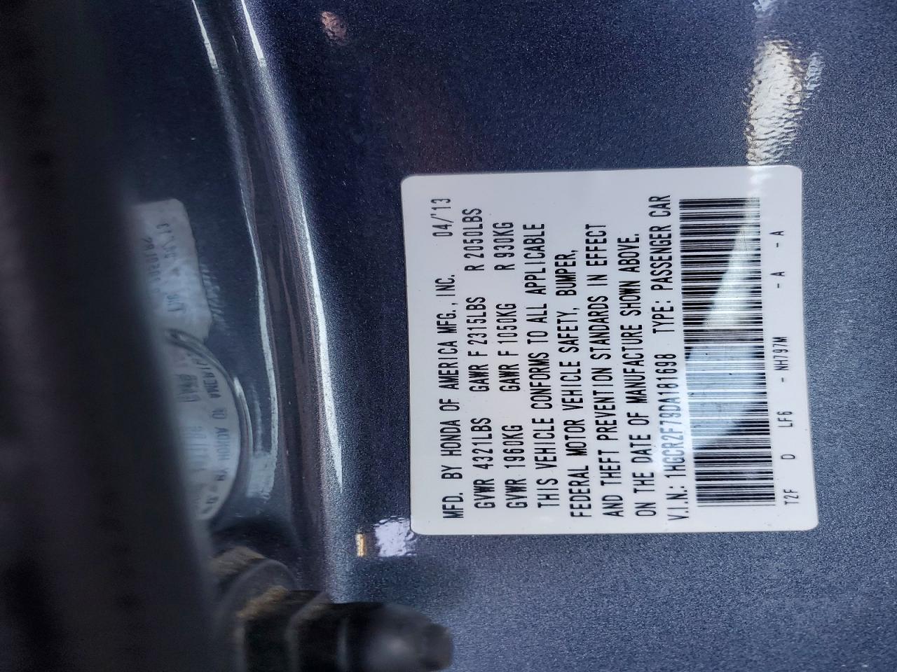 2013 HONDA ACCORD EX photo 12