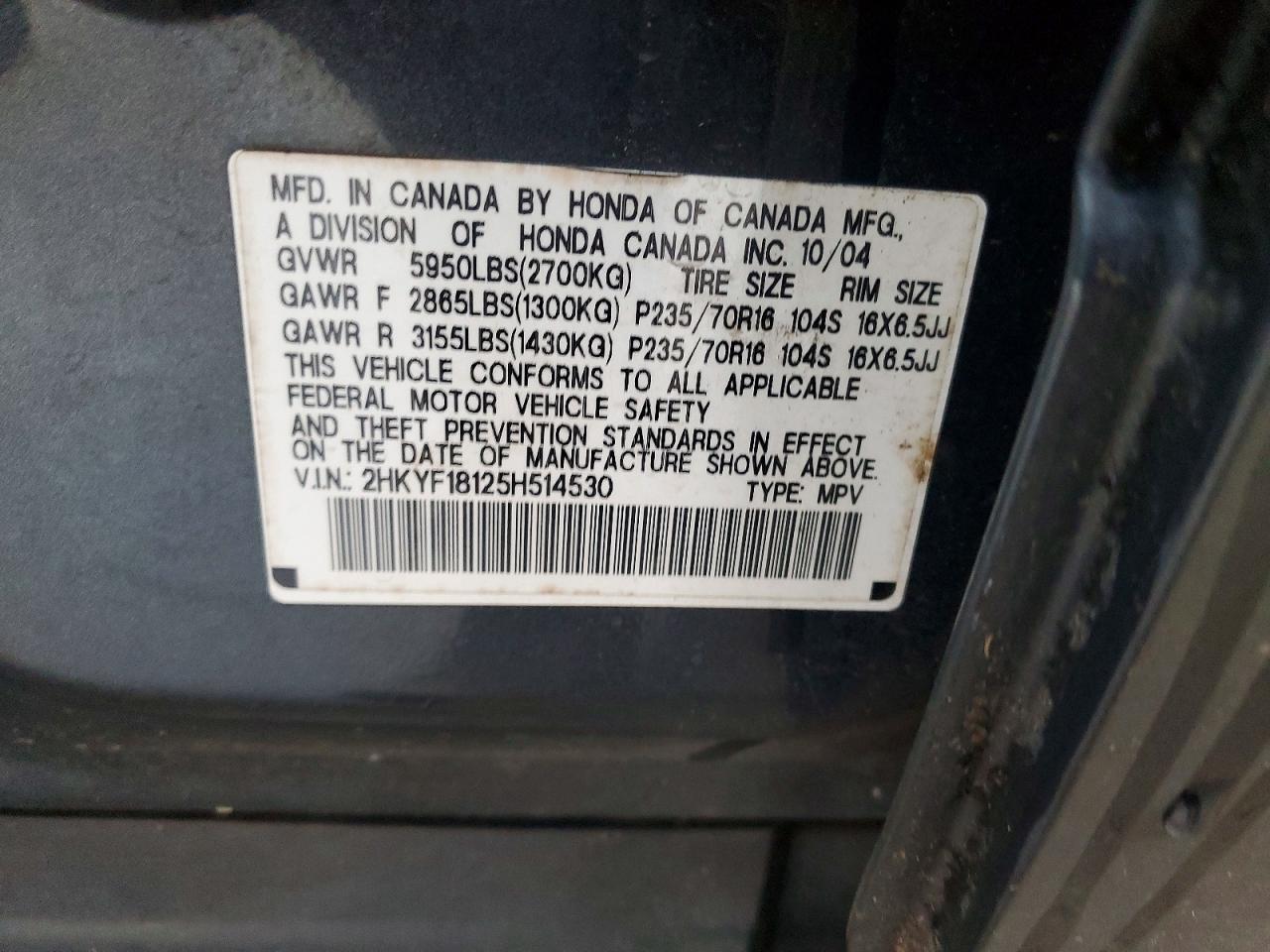 2005 HONDA PILOT LX photo 13