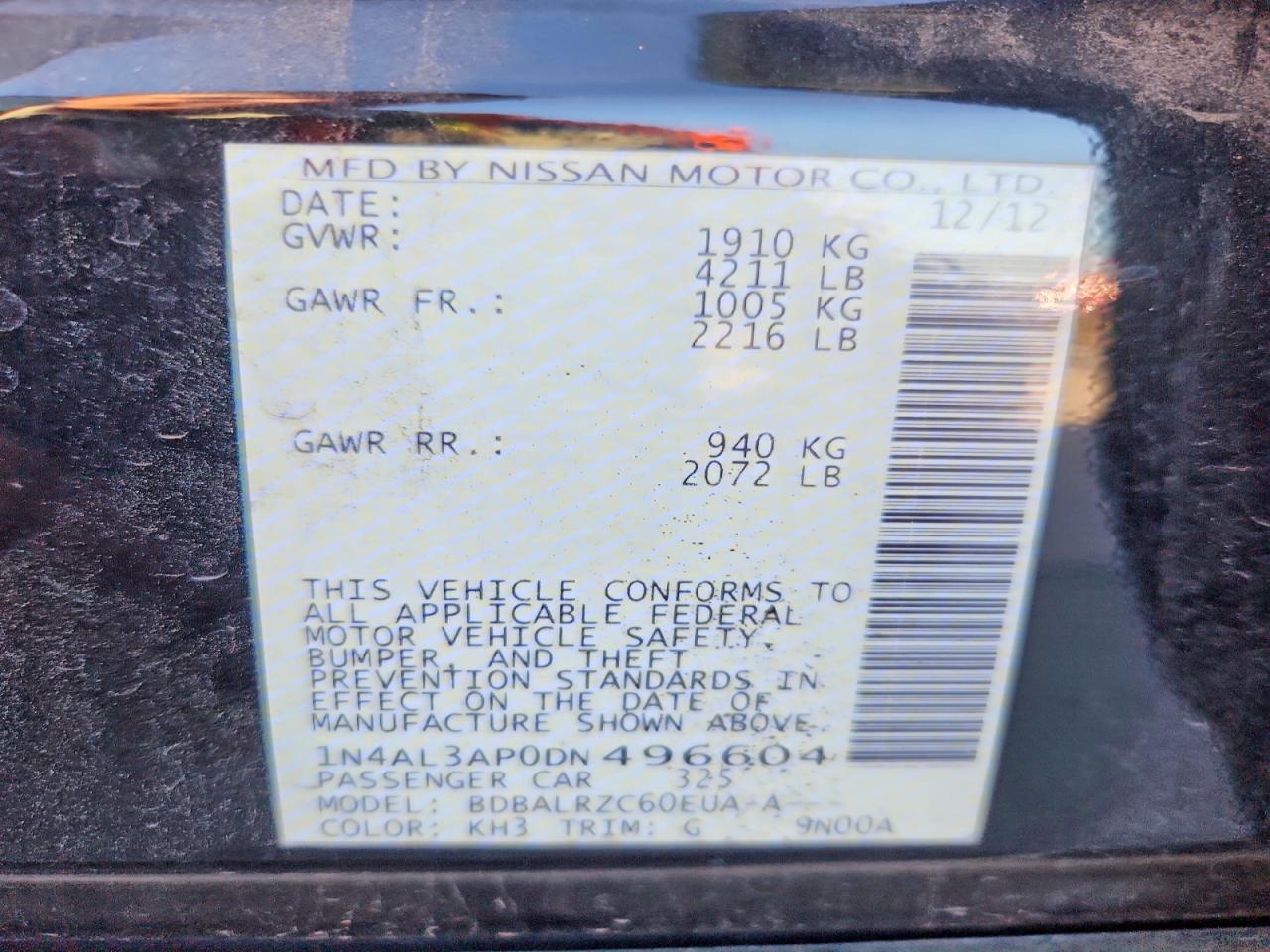 2013 NISSAN ALTIMA 2.5 photo 12