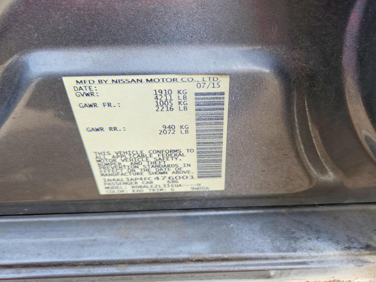 2015 NISSAN ALTIMA 2.5 photo 23