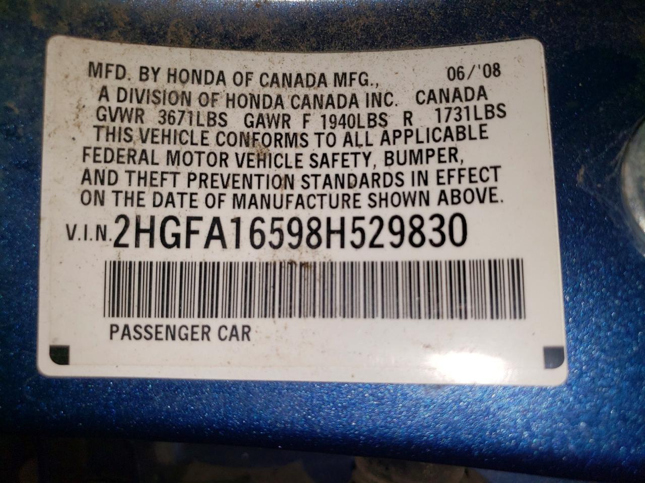 2008 HONDA CIVIC LX photo 34