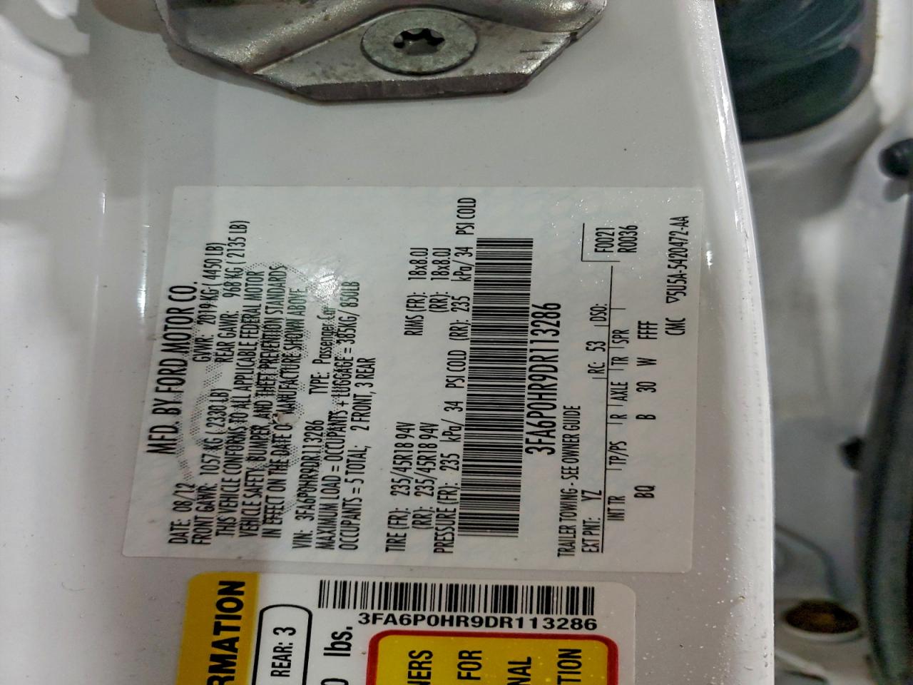 2013 FORD FUSION SE photo 12