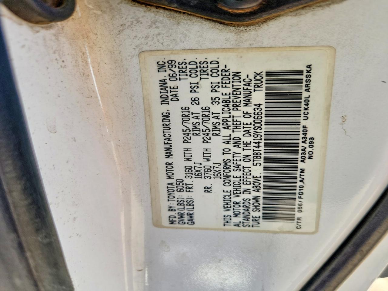 2000 TOYOTA TUNDRA ACCESS CAB photo 12