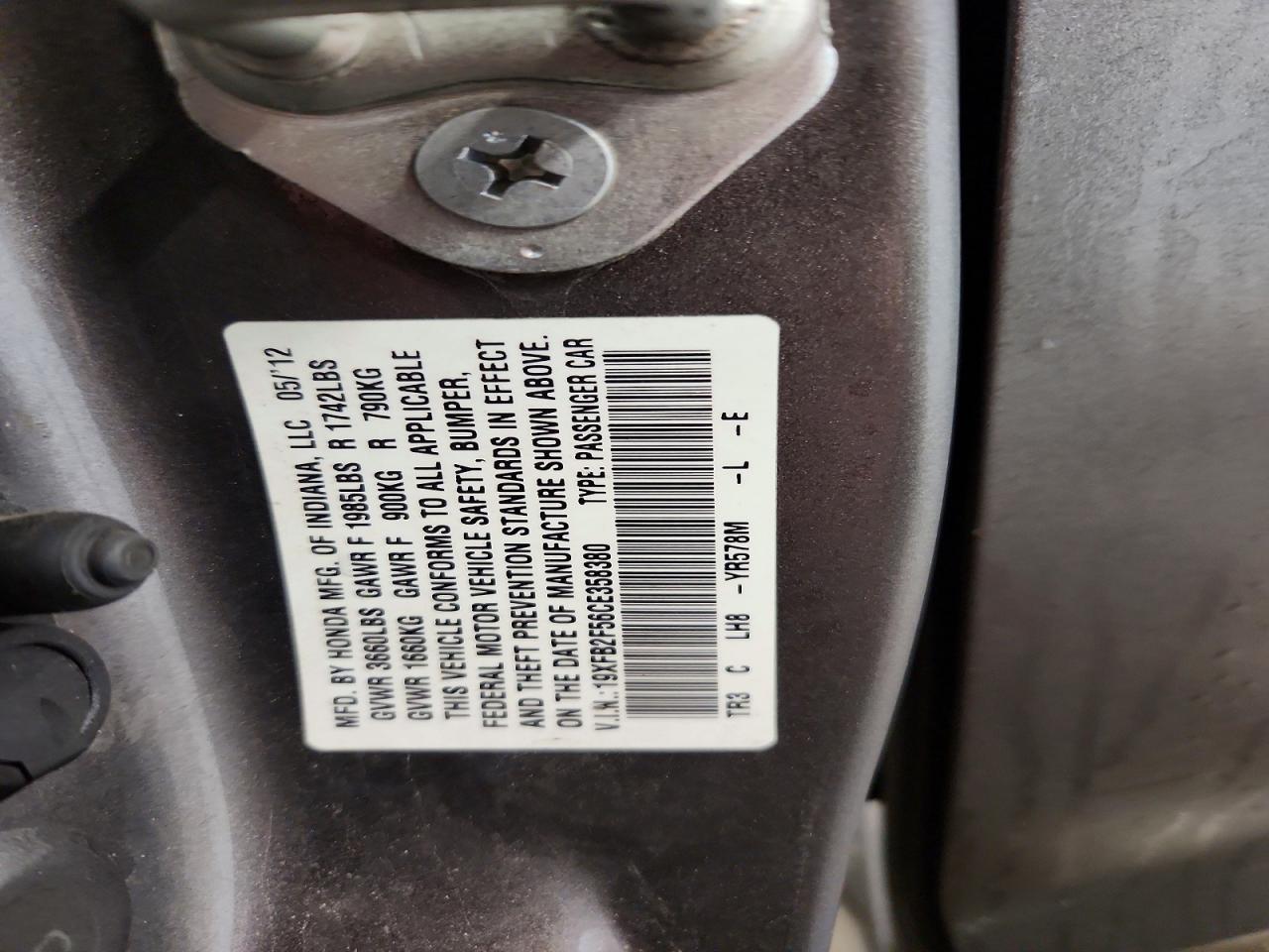 2012 HONDA CIVIC LX photo 13
