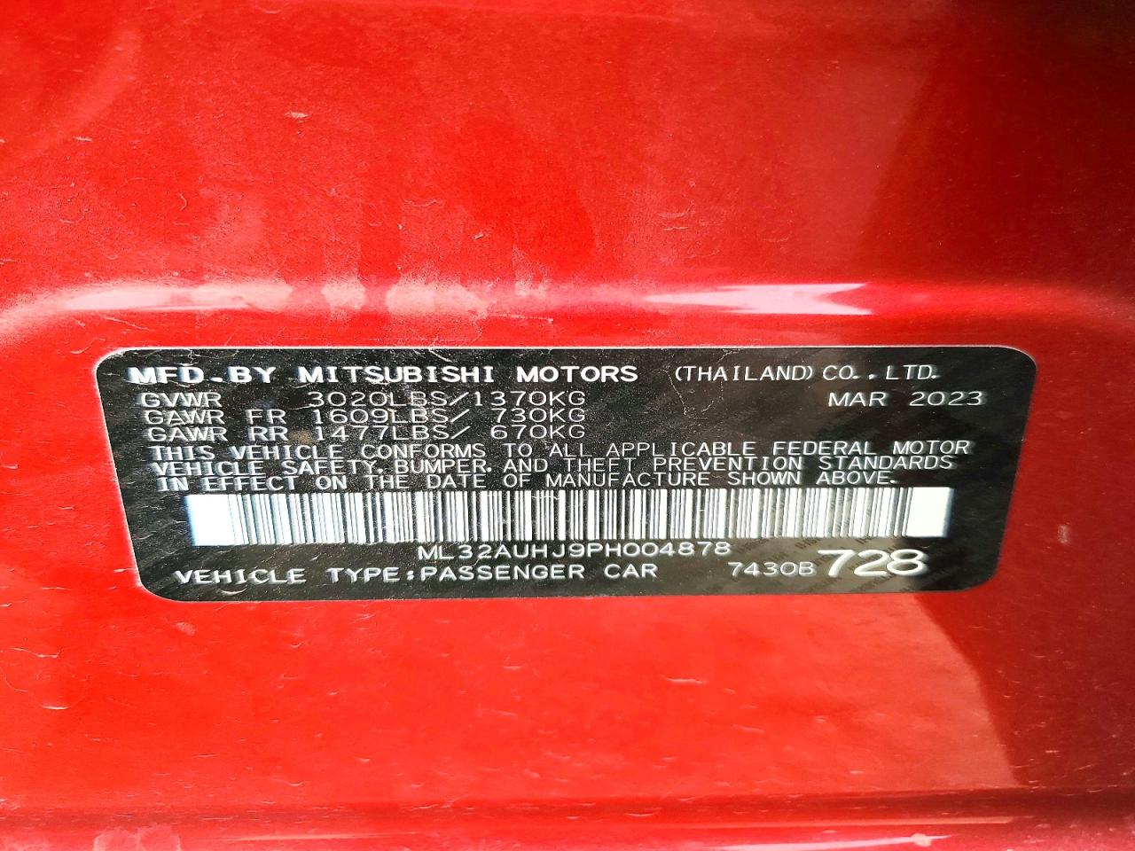 2023 MITSUBISHI MIRAGE ES photo 12
