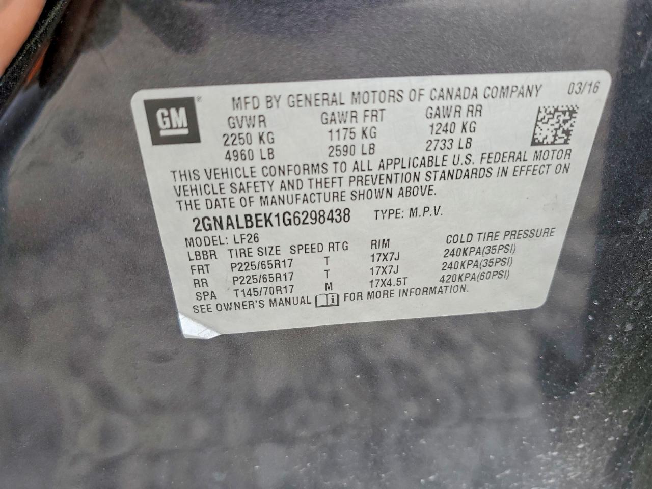 2016 CHEVROLET EQUINOX LS photo 25