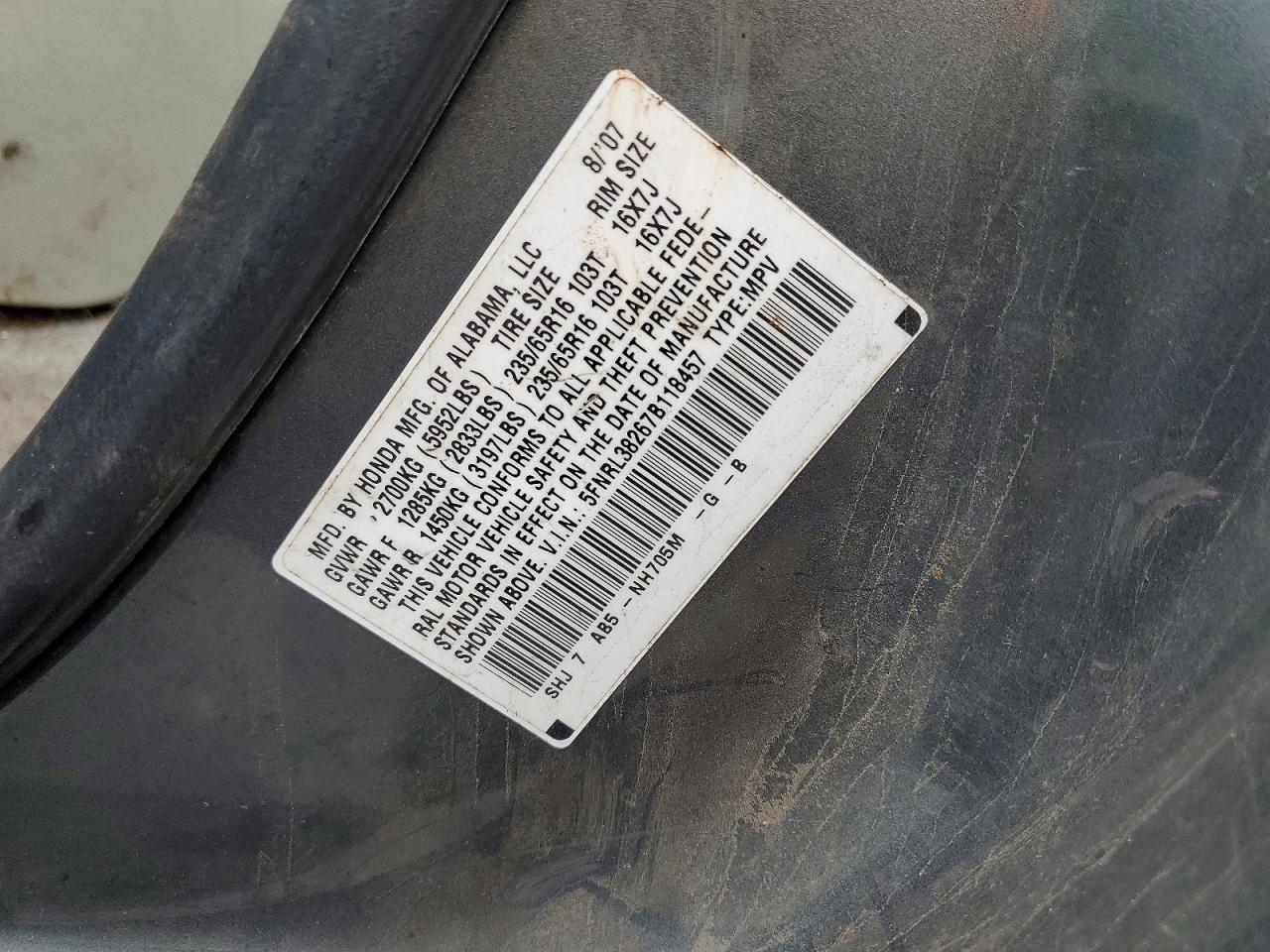 2007 HONDA ODYSSEY LX photo 25