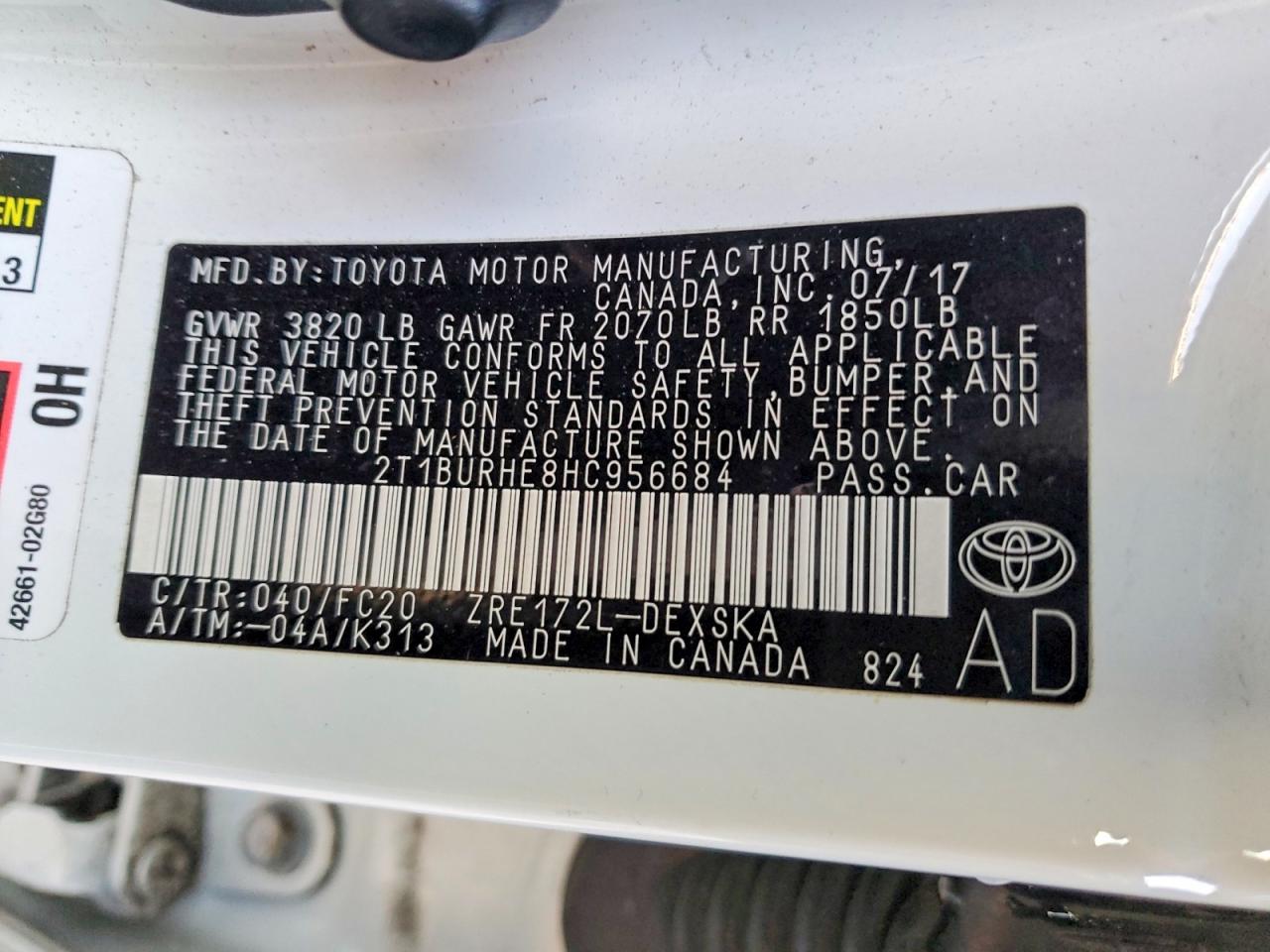 2017 TOYOTA COROLLA L photo 12