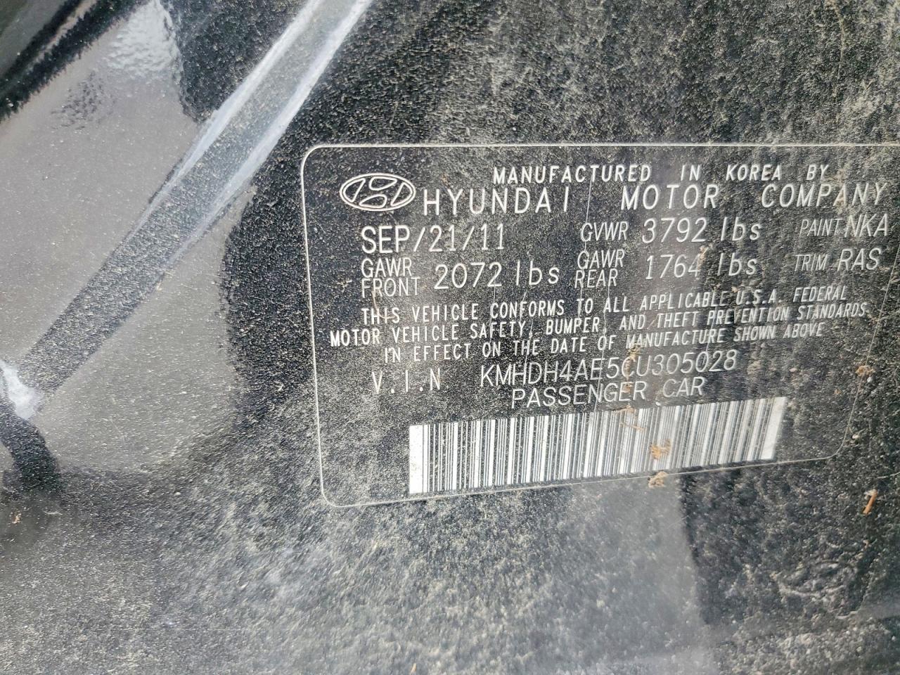 2012 HYUNDAI ELANTRA GLS photo 12