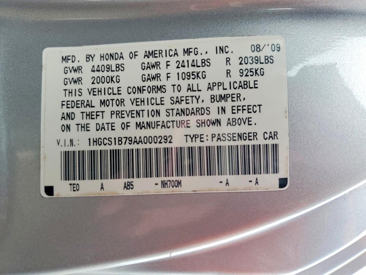 2010 HONDA ACCORD EX photo 12