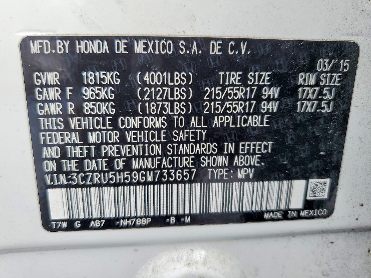 2016 HONDA HR-V EX photo 27