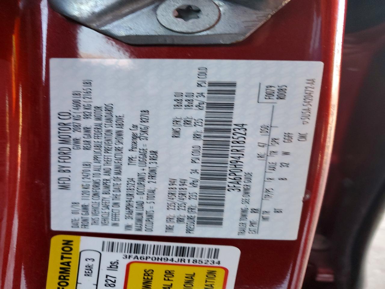 2018 FORD FUSION SE photo 12