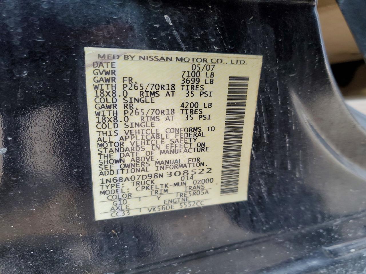 2008 NISSAN TITAN XE photo 13