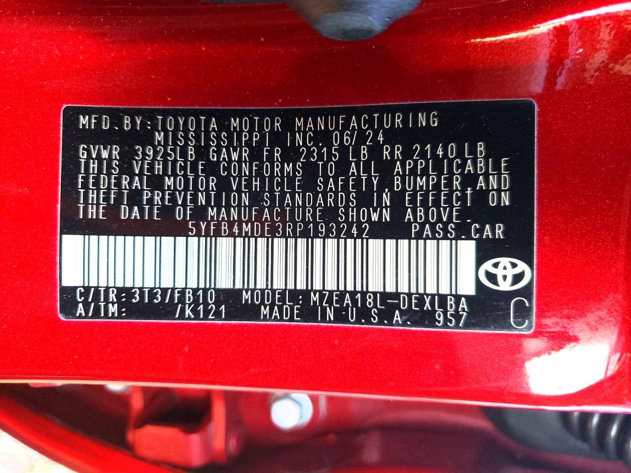 2024 TOYOTA COROLLA LE photo 12