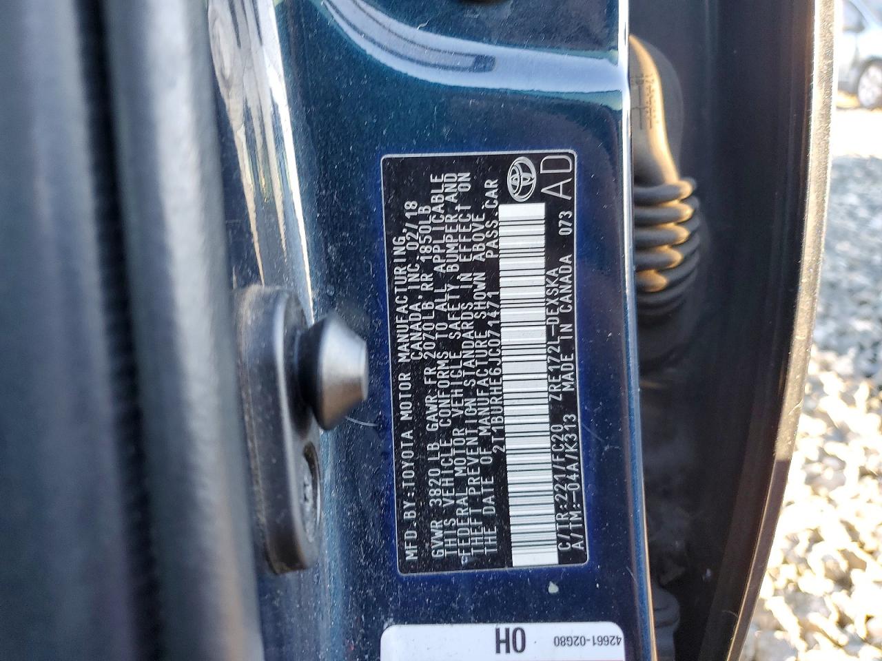 2018 TOYOTA COROLLA L photo 12