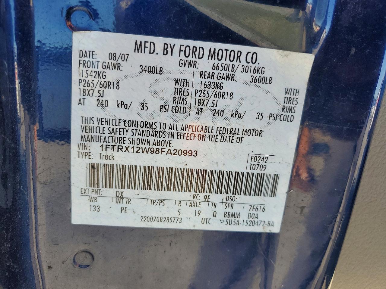 2008 FORD F150 photo 12