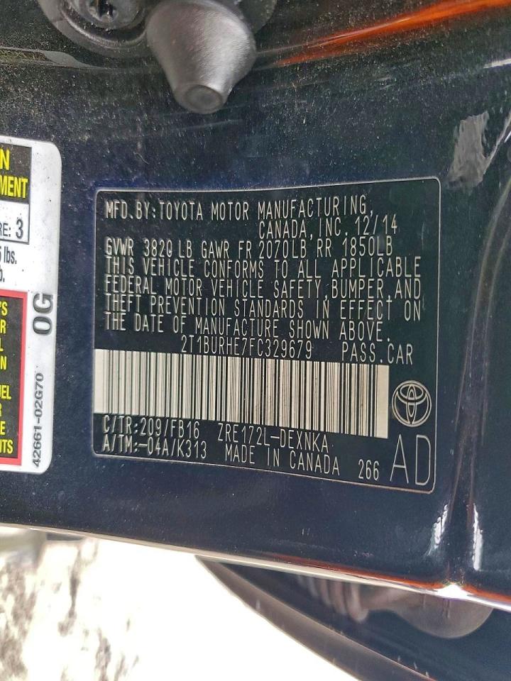 2015 TOYOTA COROLLA L photo 12