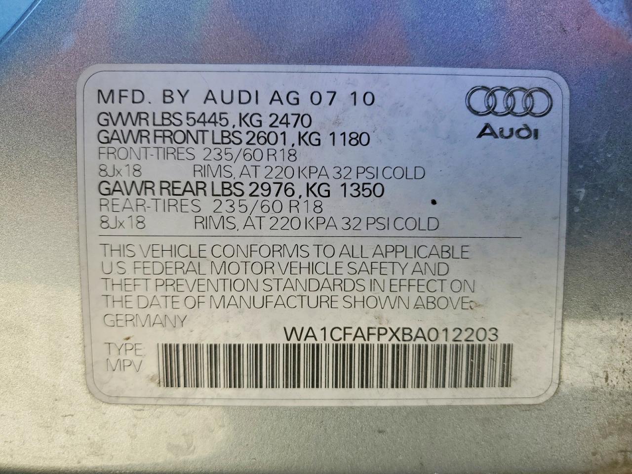 2011 AUDI Q5 PREMIUM photo 12