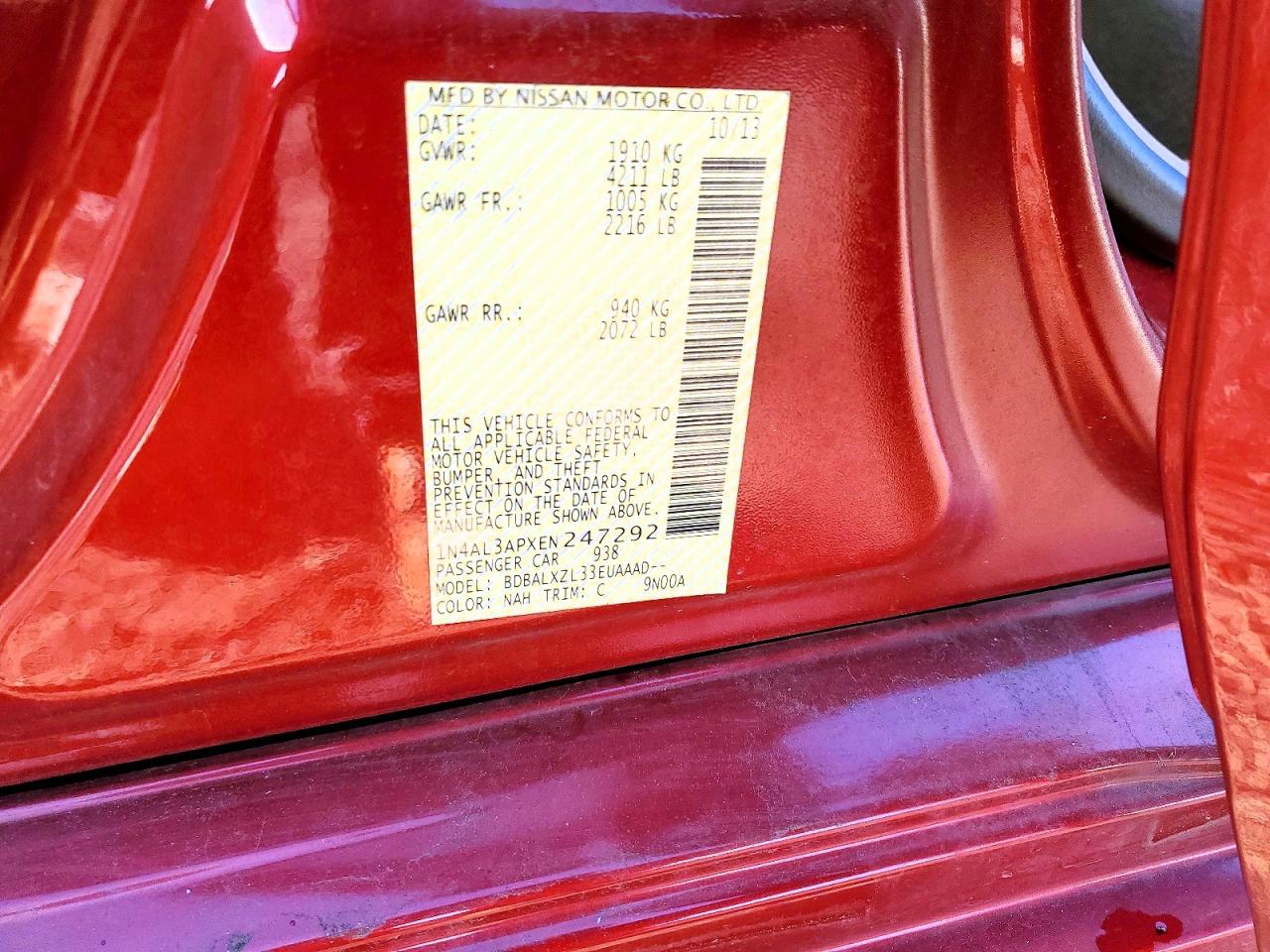 2014 NISSAN ALTIMA 2.5 photo 12