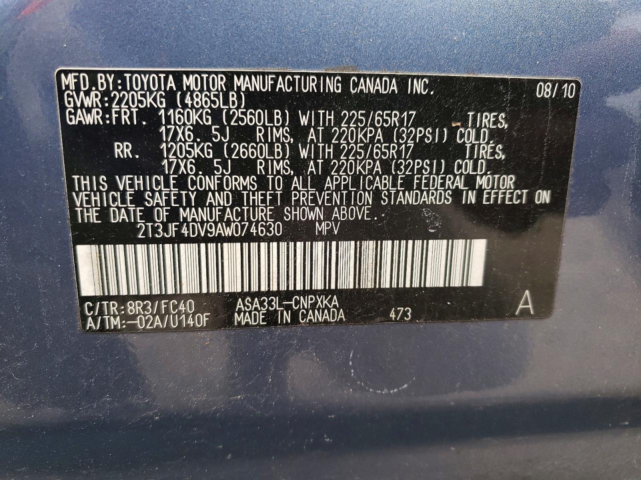 2010 TOYOTA RAV4 photo 13