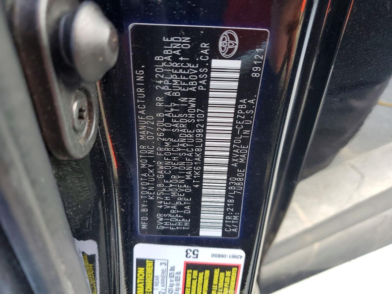 2020 TOYOTA CAMRY XSE photo 12