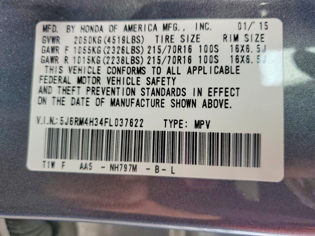 2015 HONDA CR-V LX photo 13