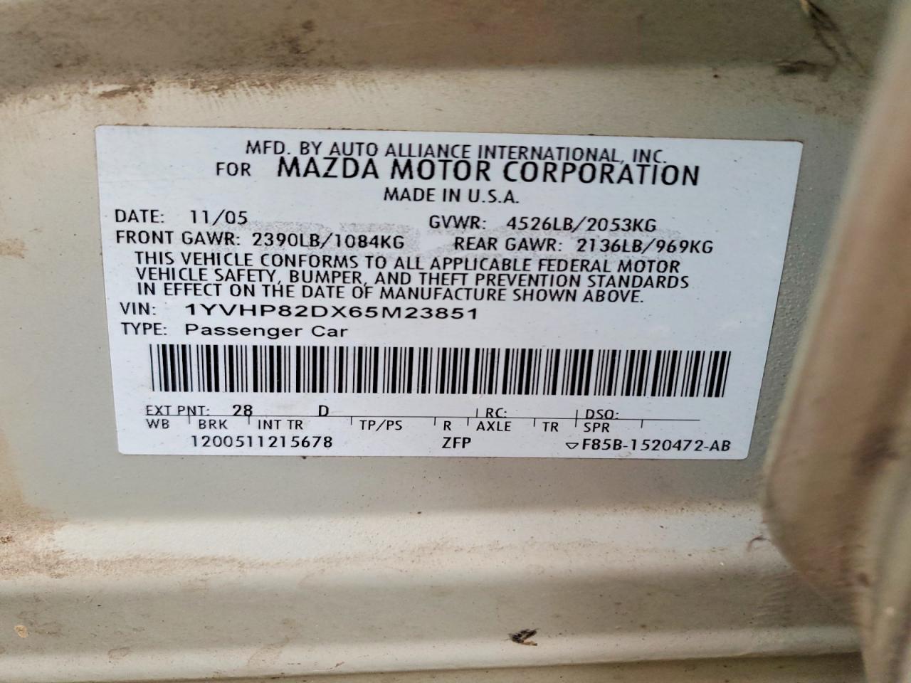 2006 MAZDA 6 S photo 12