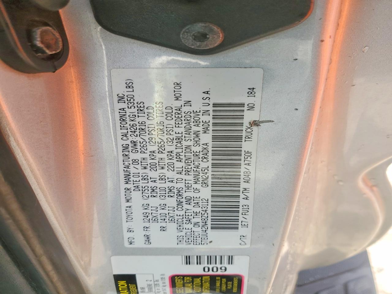 2008 TOYOTA TACOMA ACCESS CAB photo 12
